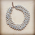 **Five Strand Glass Pearl Collar-Length Necklace 257h