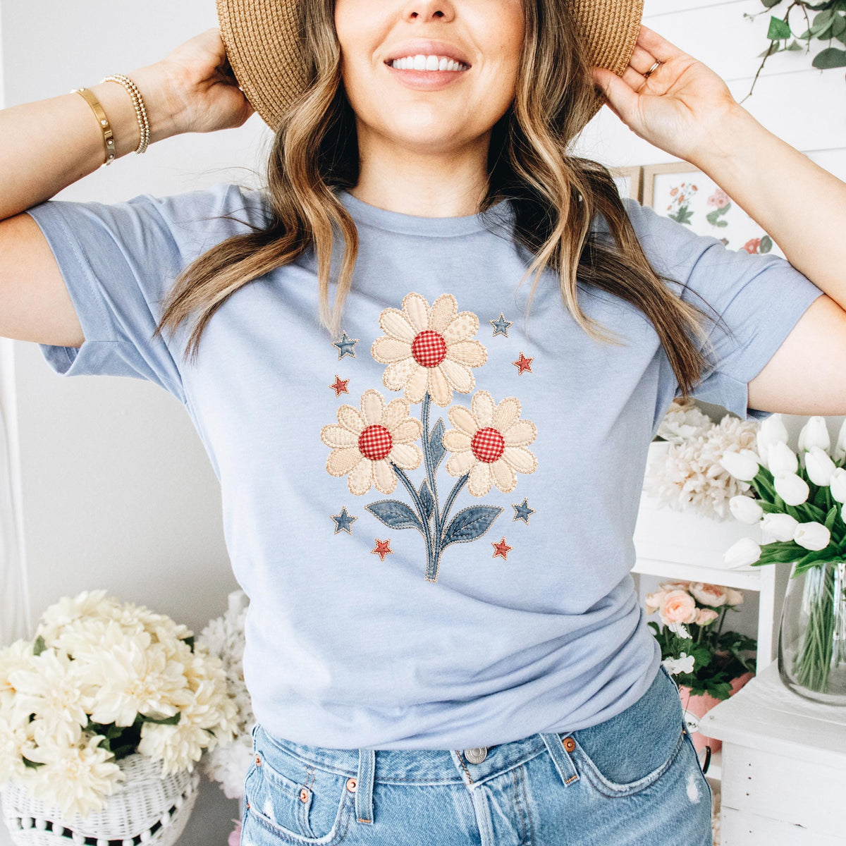 Patriotic Shirt - Floral 4th Of July Tee | Boho Retro Hippie Daisy Lover Shirt