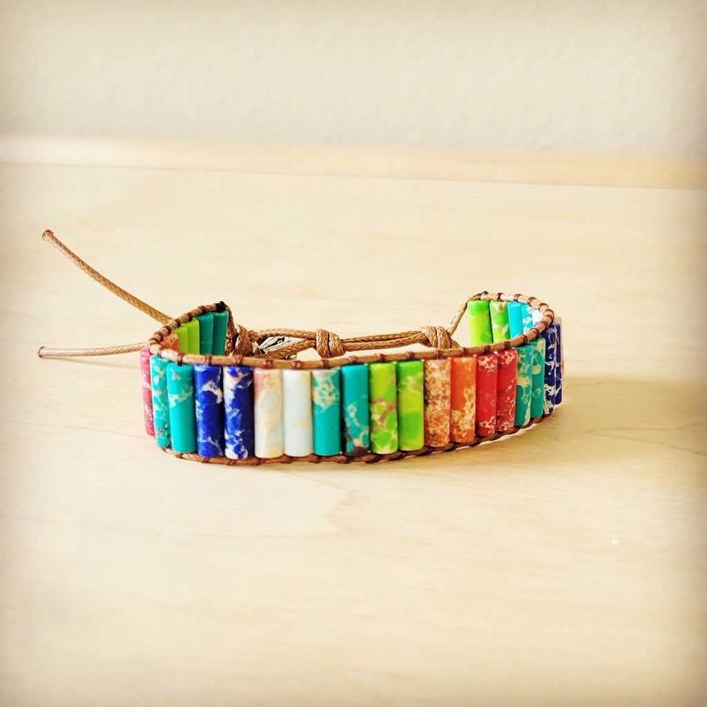 **Woven Multi-Colored Regalite Beaded Bracelet 809y