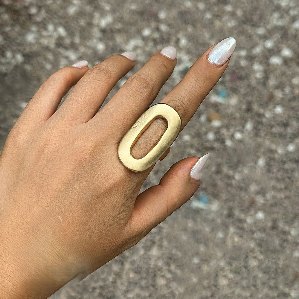 Matte Gold Electroplate Oval Ring 012c