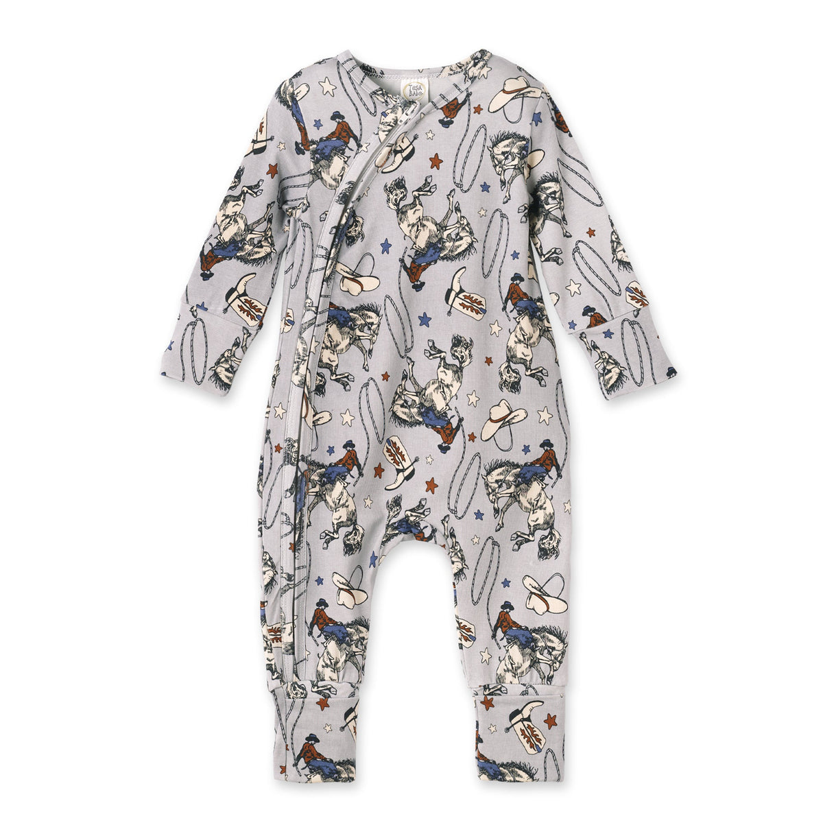 Western Cowboy Rodeo Zipper Baby Romper - Bamboo Convertible