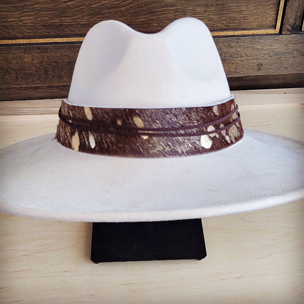 **Wide Hair Hide Mixed Metallic Hat Band Only 954e