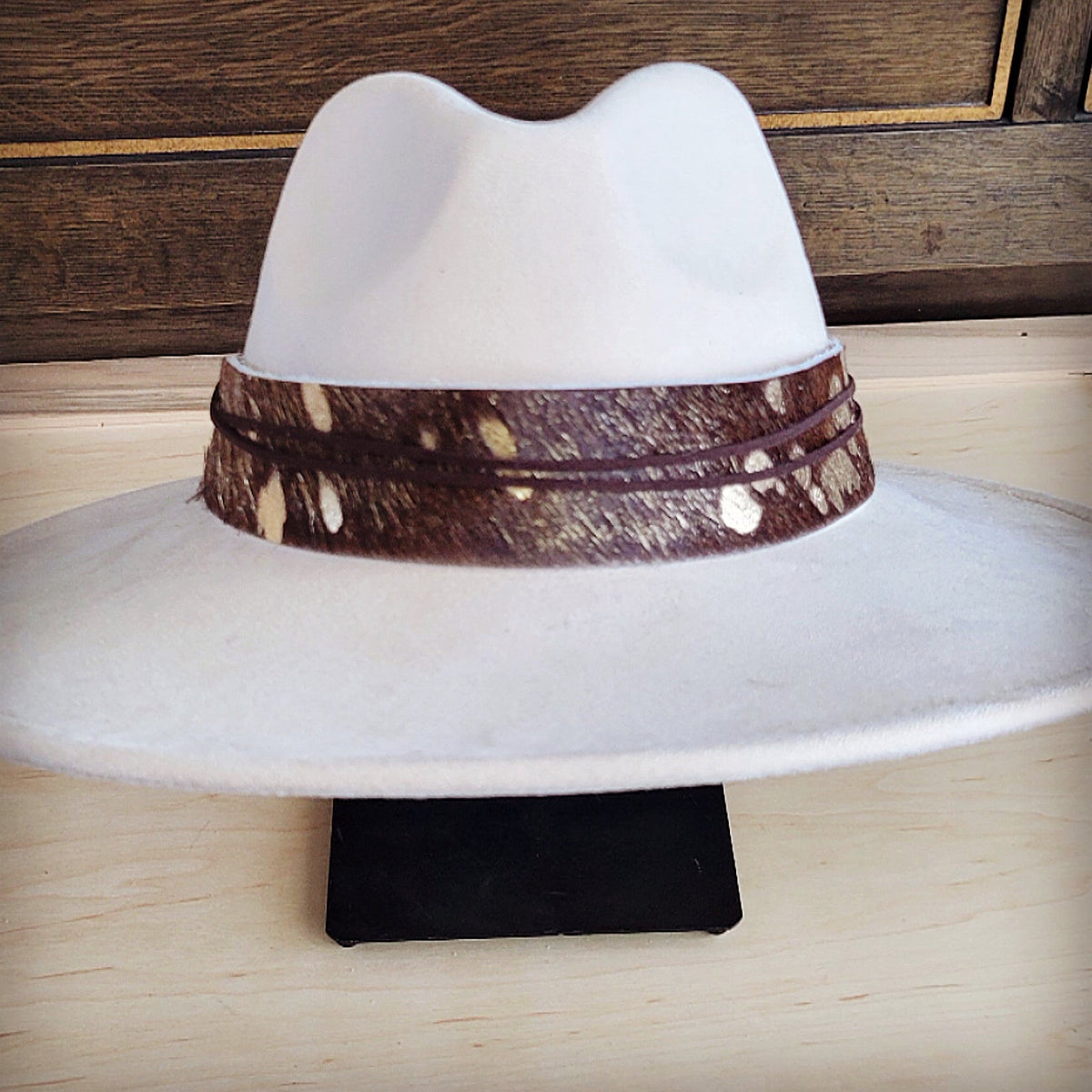 **Wide Hair Hide Mixed Metallic Hat Band Only 954e