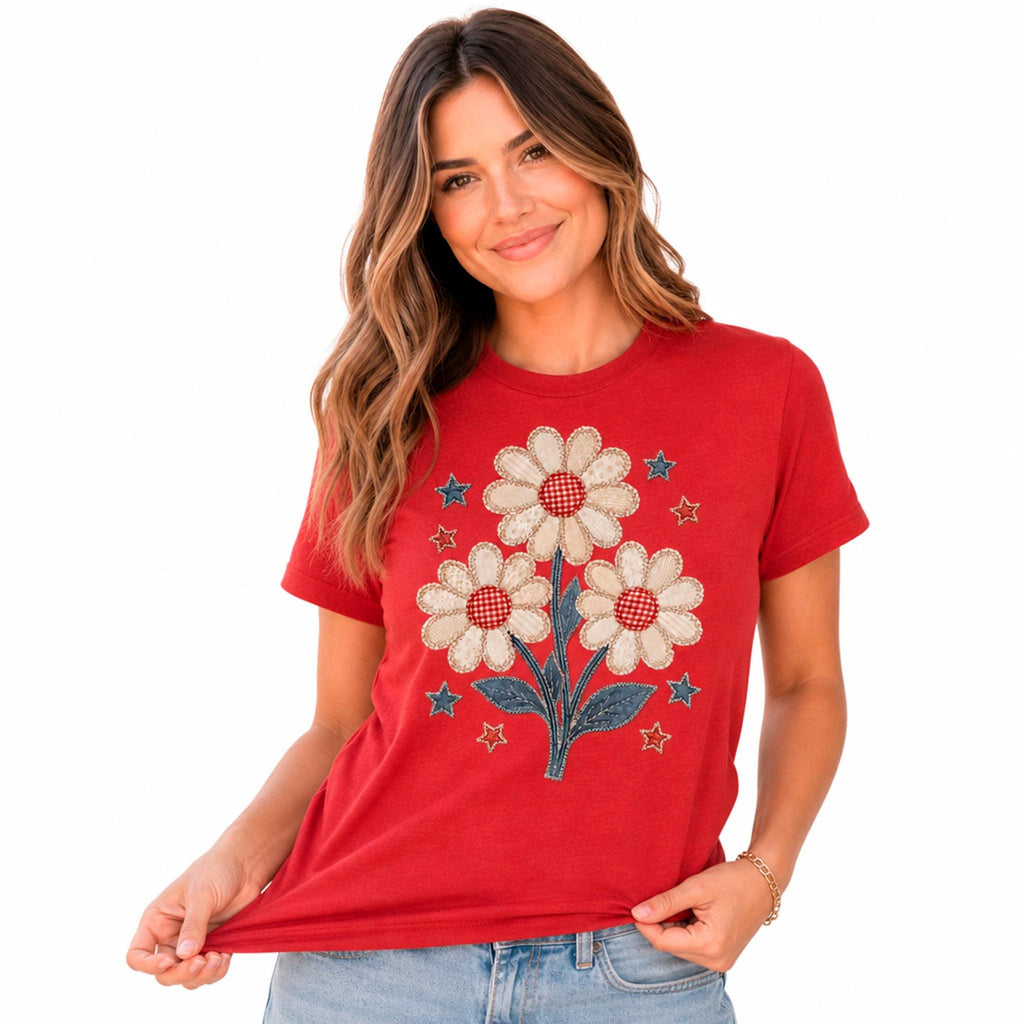 Patriotic Shirt - Floral 4th Of July Tee | Boho Retro Hippie Daisy Lover Shirt