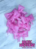 D97 BEADABLE JUMBO SILICONE BOW PINK CONFETTI GLITTER (1ct)