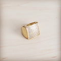 **Square Sparkle Gilded Statement Ring 013mm