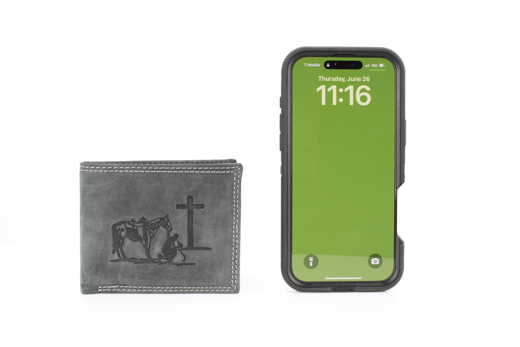Praying Cowboy Leather Wallet | Branding Iron Western Wear