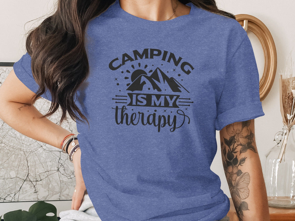 Camping Is My Therapy Outdoorsy Adventure Quote T-Shirt