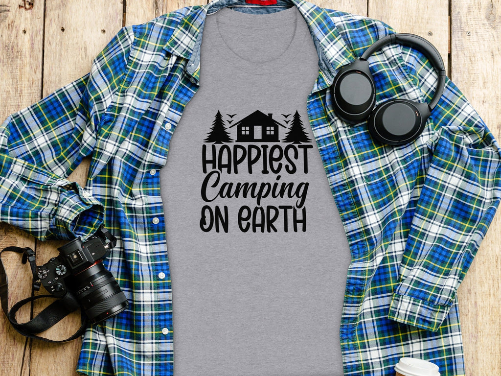 Happiest Camping on Earth Outdoorsy Cabin Life T-Shirt