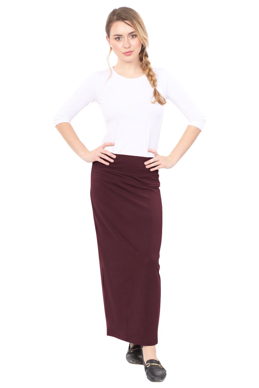 Plus Size Women's Stretch Maxi Pencil Skirt - Cotton Blend and No Slits