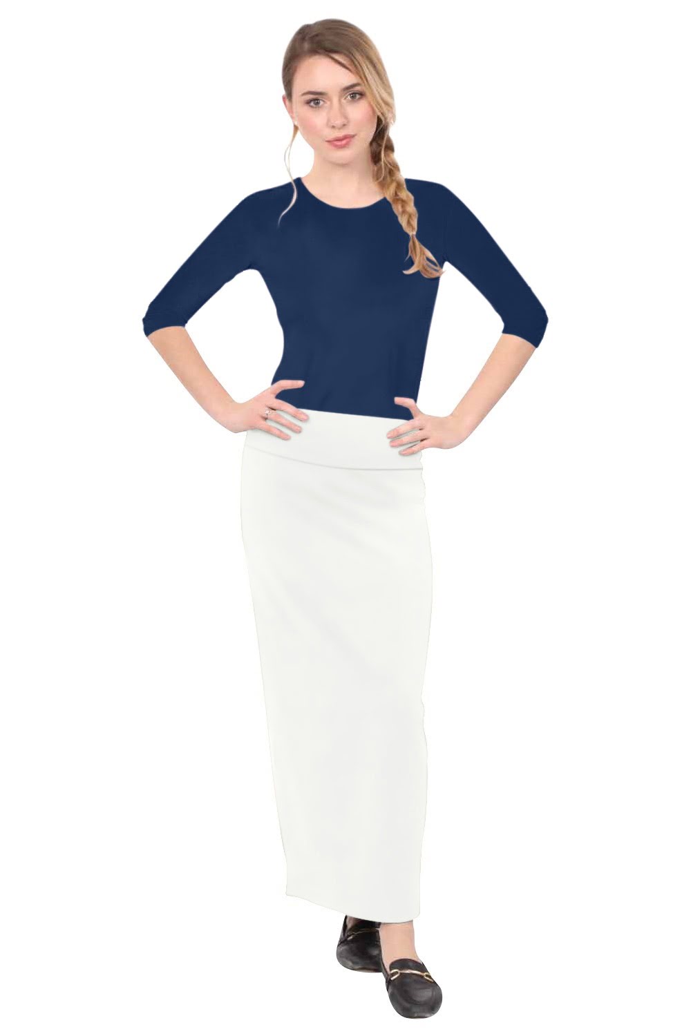 Plus Size Women's Stretch Maxi Pencil Skirt - Cotton Blend and No Slits