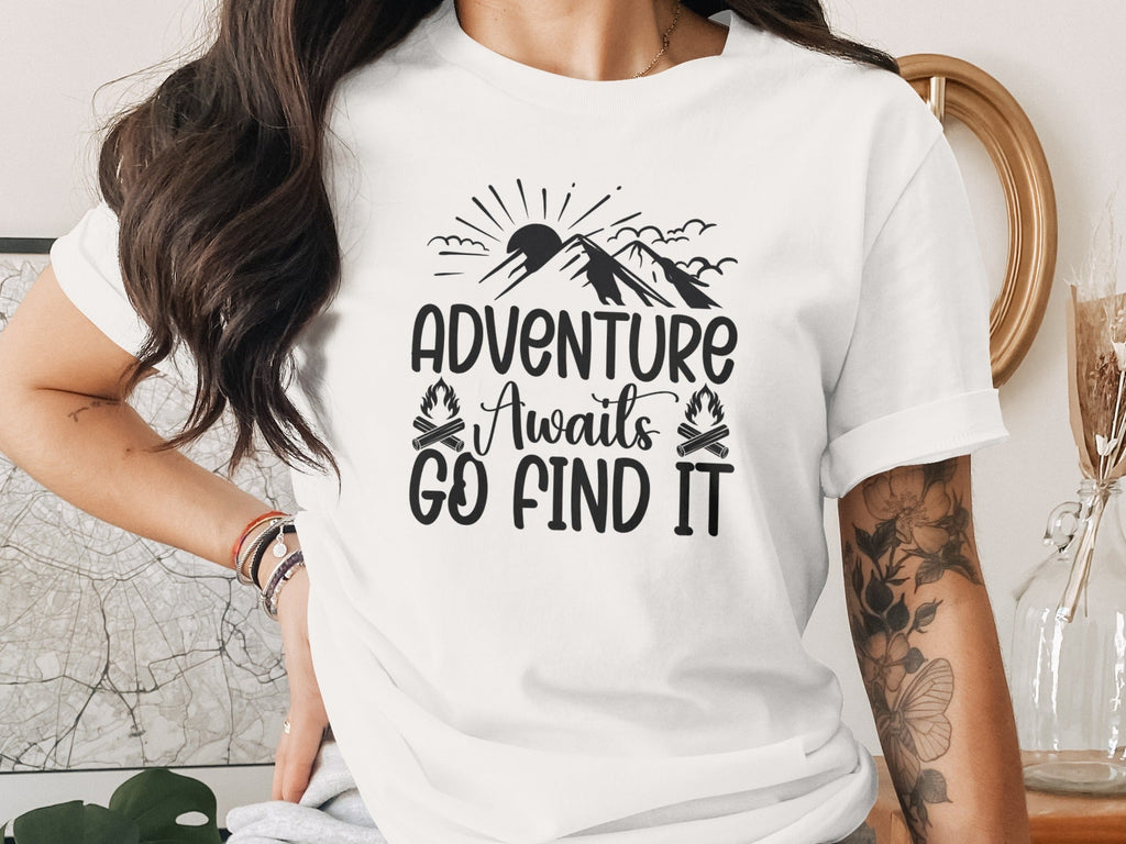 Adventure Awaits Go Find It Outdoorsy Graphic T-Shirt