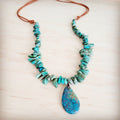 **Natural Turquoise Chunky Necklace with Large Natural Pendant 250f
