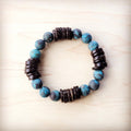 **Natural American Turquoise and Wood Stretch Bracelet 811d