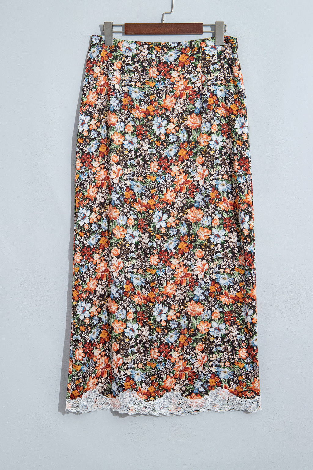 Brown Cheetah Print Trim Split Long Western Skirt