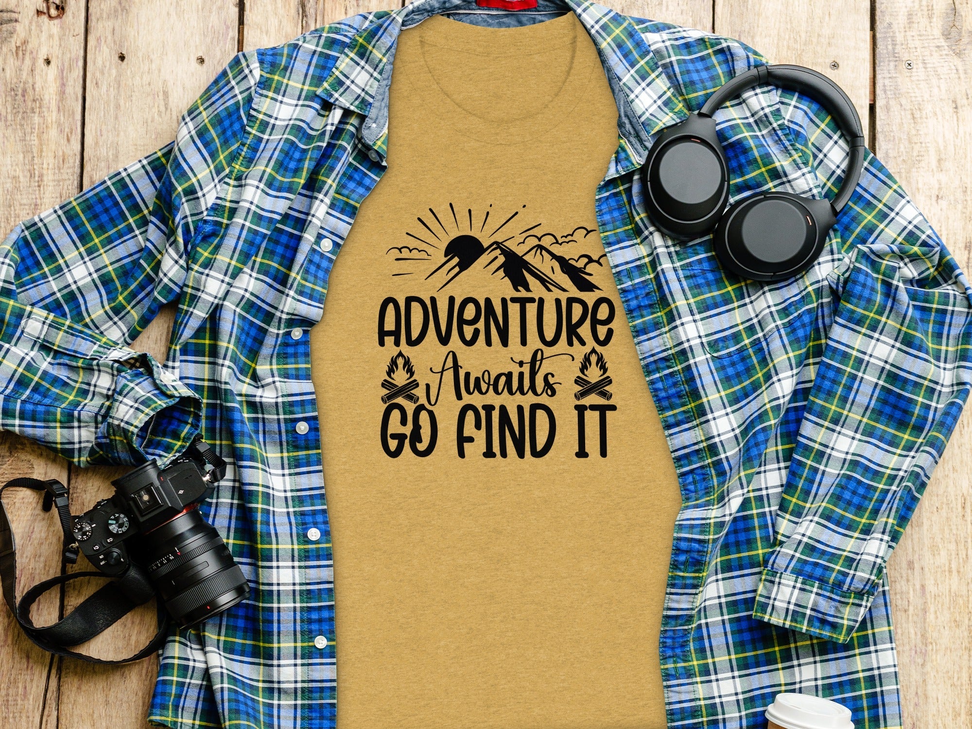 Adventure Awaits Go Find It Outdoorsy Graphic T-Shirt