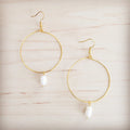 **Beaded Hoop Earrings- Freshwater Pearl Dangle 200bf
