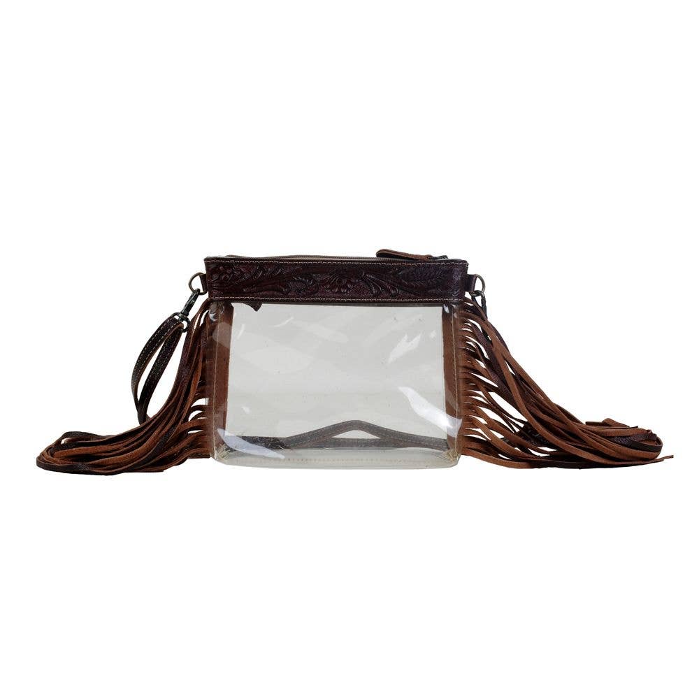 Nightlife Tooled Leather Clear Fringe Purse- Branding Iron Western Wear