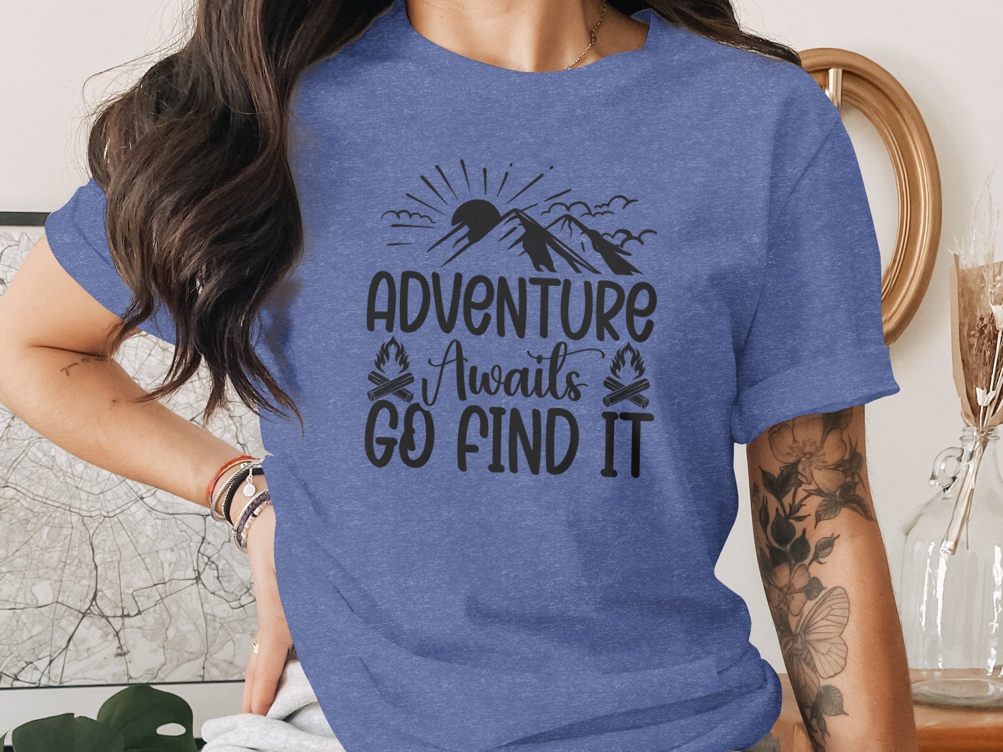 Adventure Awaits Go Find It Outdoorsy Graphic T-Shirt