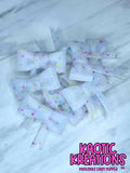D98 BEADABLE JUMBO SILICONE BOW BIRTHDAY CONFETTI GLITTER (1ct)