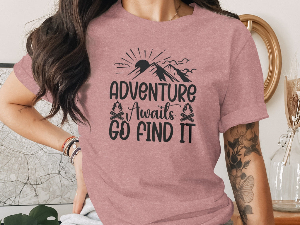 Adventure Awaits Go Find It Outdoorsy Graphic T-Shirt