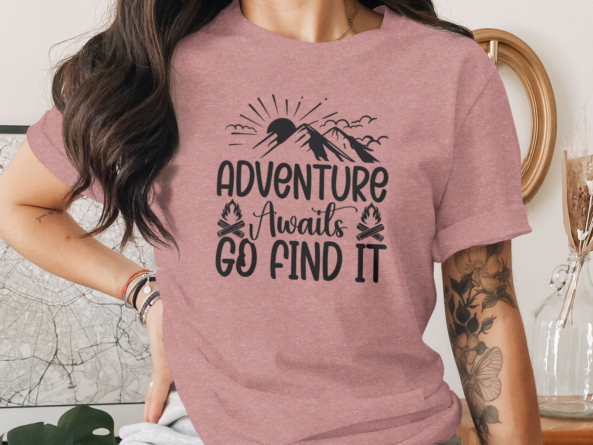 Adventure Awaits Go Find It Outdoorsy Graphic T-Shirt