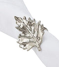 Fennco Styles Maple Leaf Metal Napkin Rings, Set of 4 - Silver Decorative Napkin Holders for Home, Dining Room, Banquet, Family Gathering, Holiday and Special Occasion