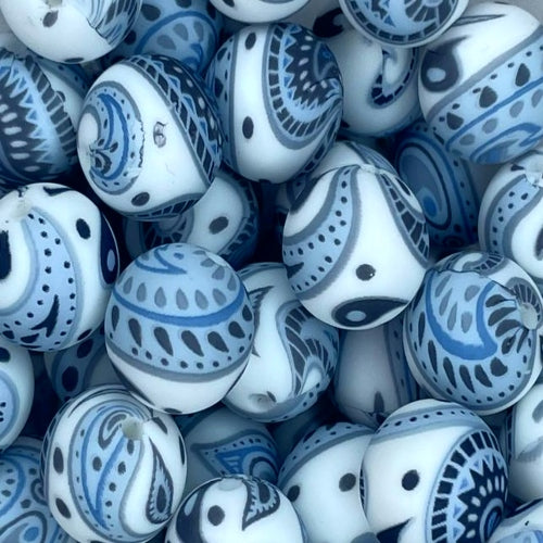 P438 BLUE PAISLEY 15MM PRINT (10ct)