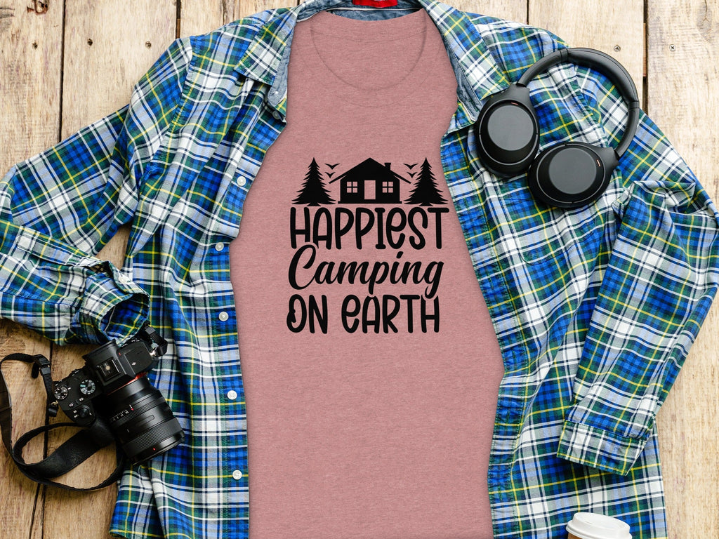 Happiest Camping on Earth Outdoorsy Cabin Life T-Shirt