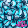 K4 15MM TEAL/BLACK/SILVER SWIRL (10ct)
