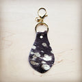 **Hair-on-Hide Leather Key Chain - Brown Metallic 703k