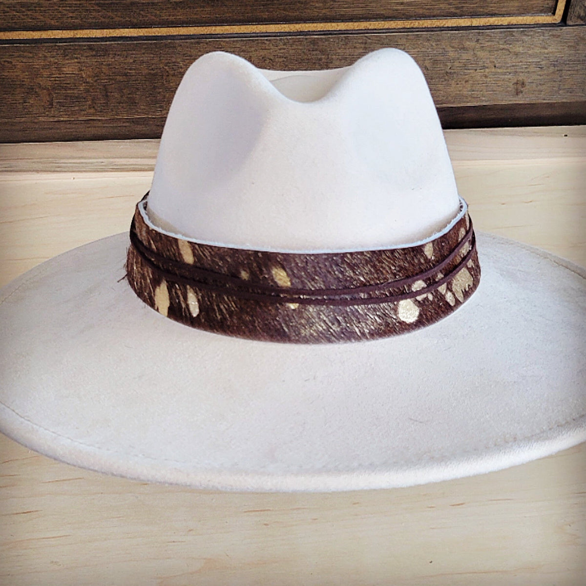 **Wide Hair Hide Mixed Metallic Hat Band Only 954e