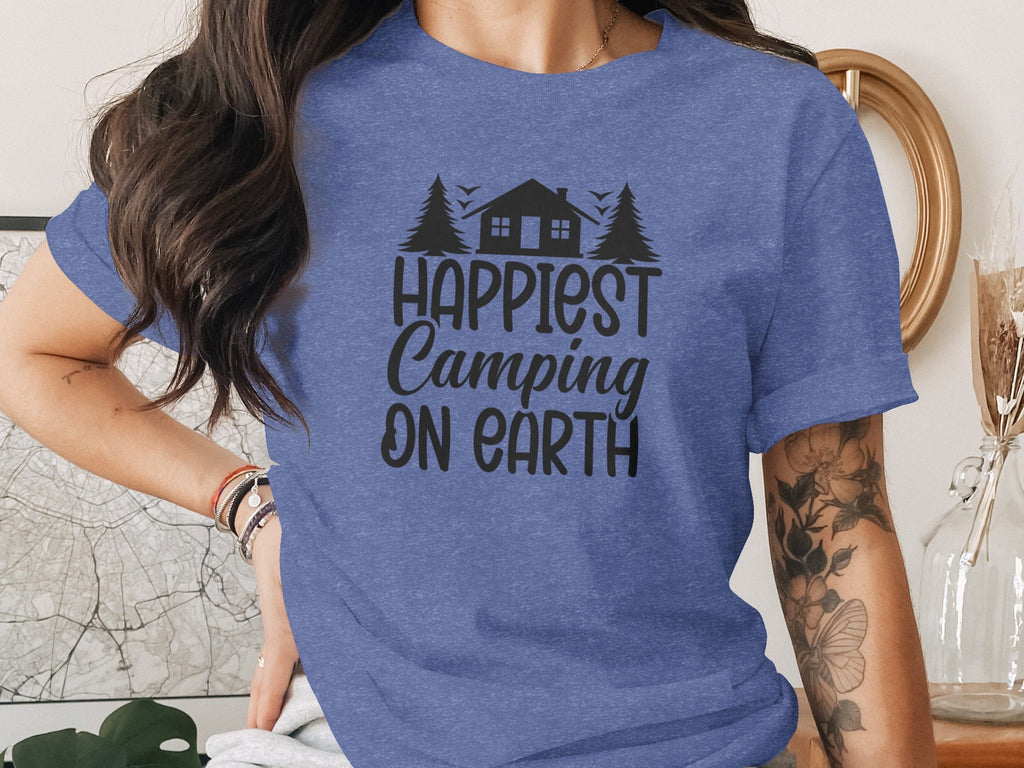 Happiest Camping on Earth Outdoorsy Cabin Life T-Shirt