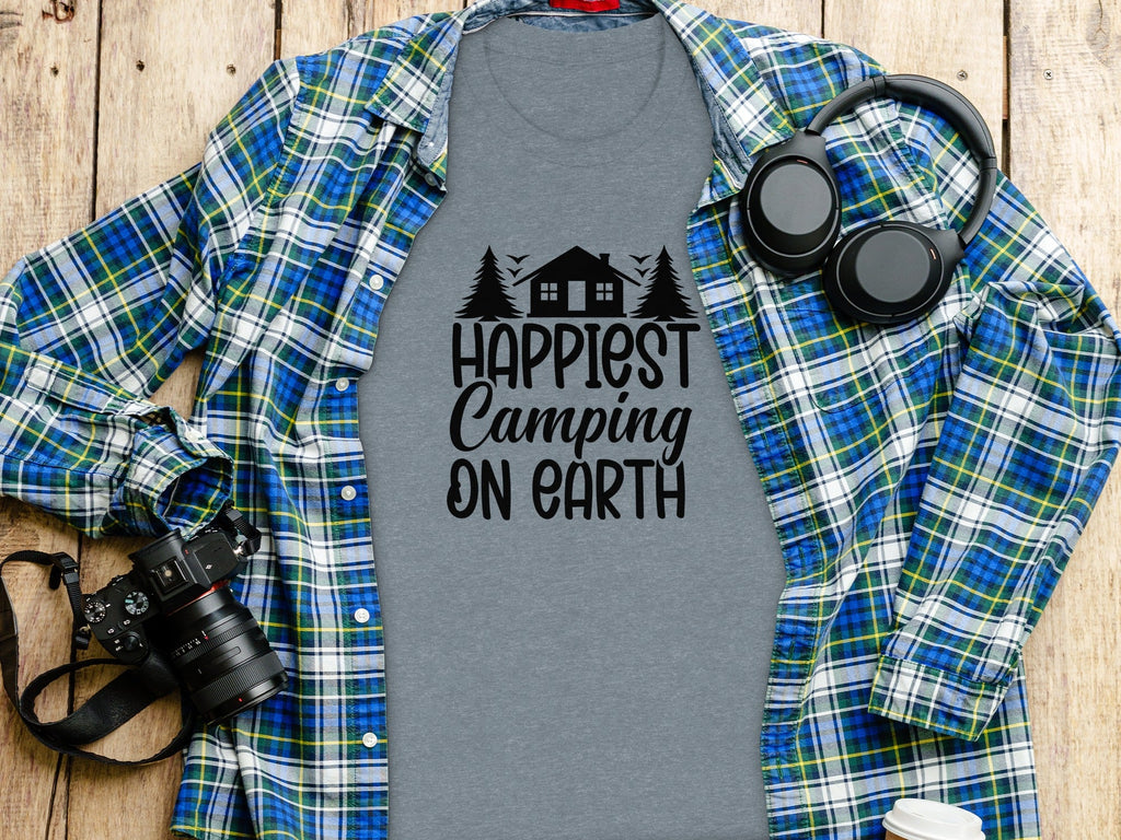 Happiest Camping on Earth Outdoorsy Cabin Life T-Shirt