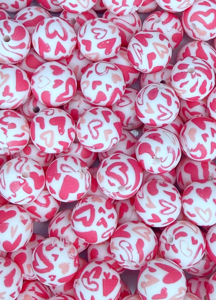 P719 PINK HEARTS 15MM PRINT (10ct)