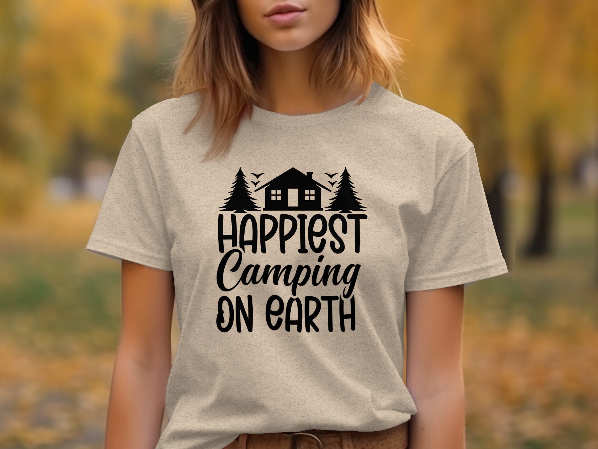 Happiest Camping on Earth Outdoorsy Cabin Life T-Shirt