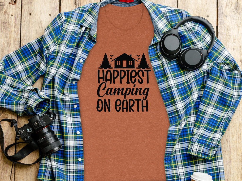 Happiest Camping on Earth Outdoorsy Cabin Life T-Shirt