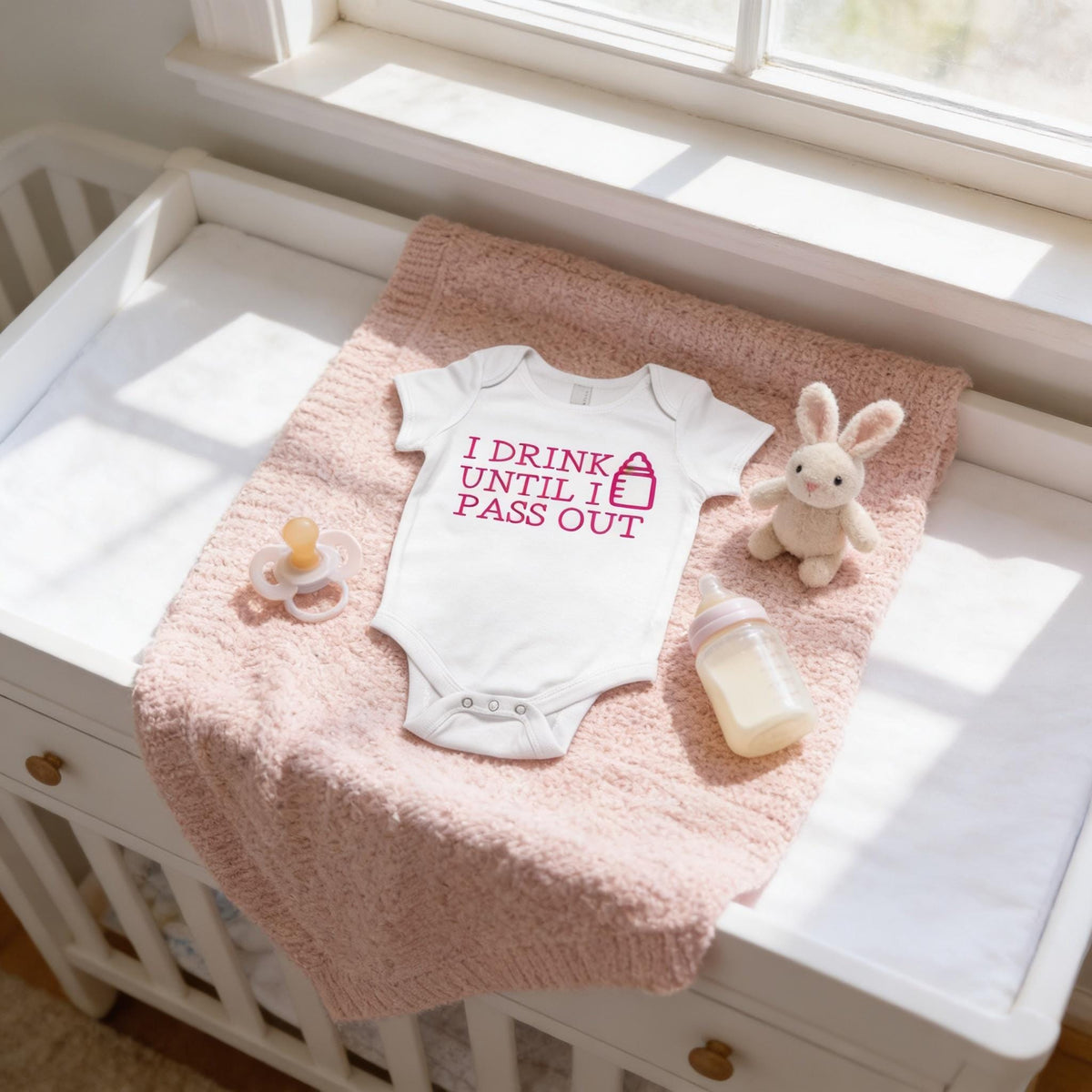 Funny Baby Gift, Newborn Baby Girl Bodysuit, Pink 0-3M LS Short