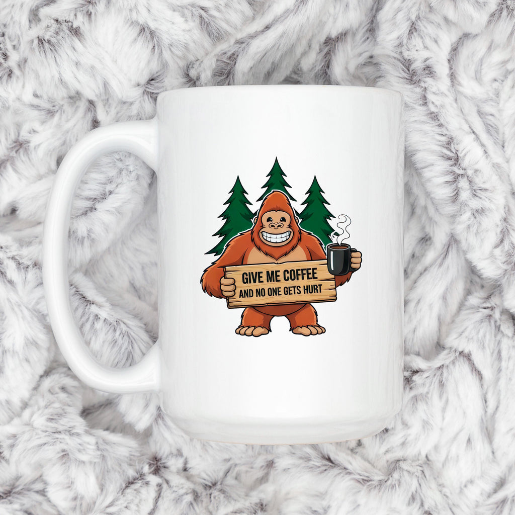 Funny Bigfoot Coffee Mug – Camping Humor Mug With Humorous Coffee Quote