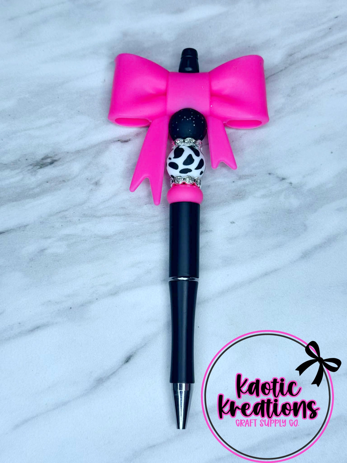 (SHOP DESTASH) PRE-MADE BEADED PEN - JUMBO BOW BP7 (1ct)