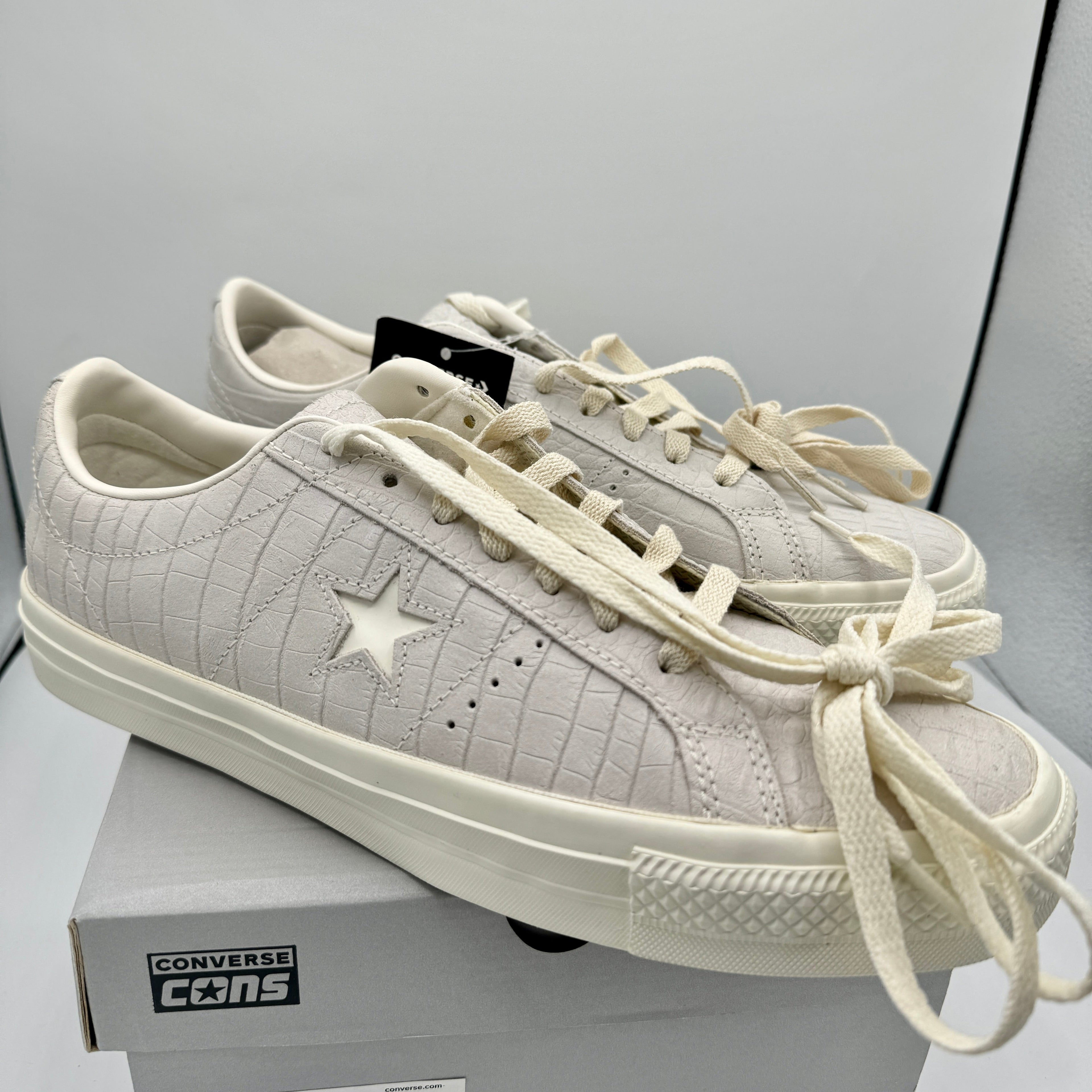 Converse One Star Pro OX Egret Grey Sneakers Croc Embossed Leather UNISEX