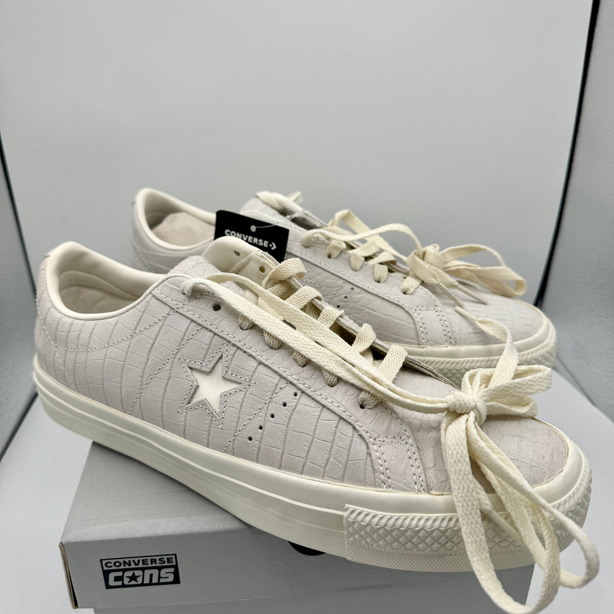 Converse One Star Pro OX Egret Grey Sneakers Croc Embossed Leather UNISEX