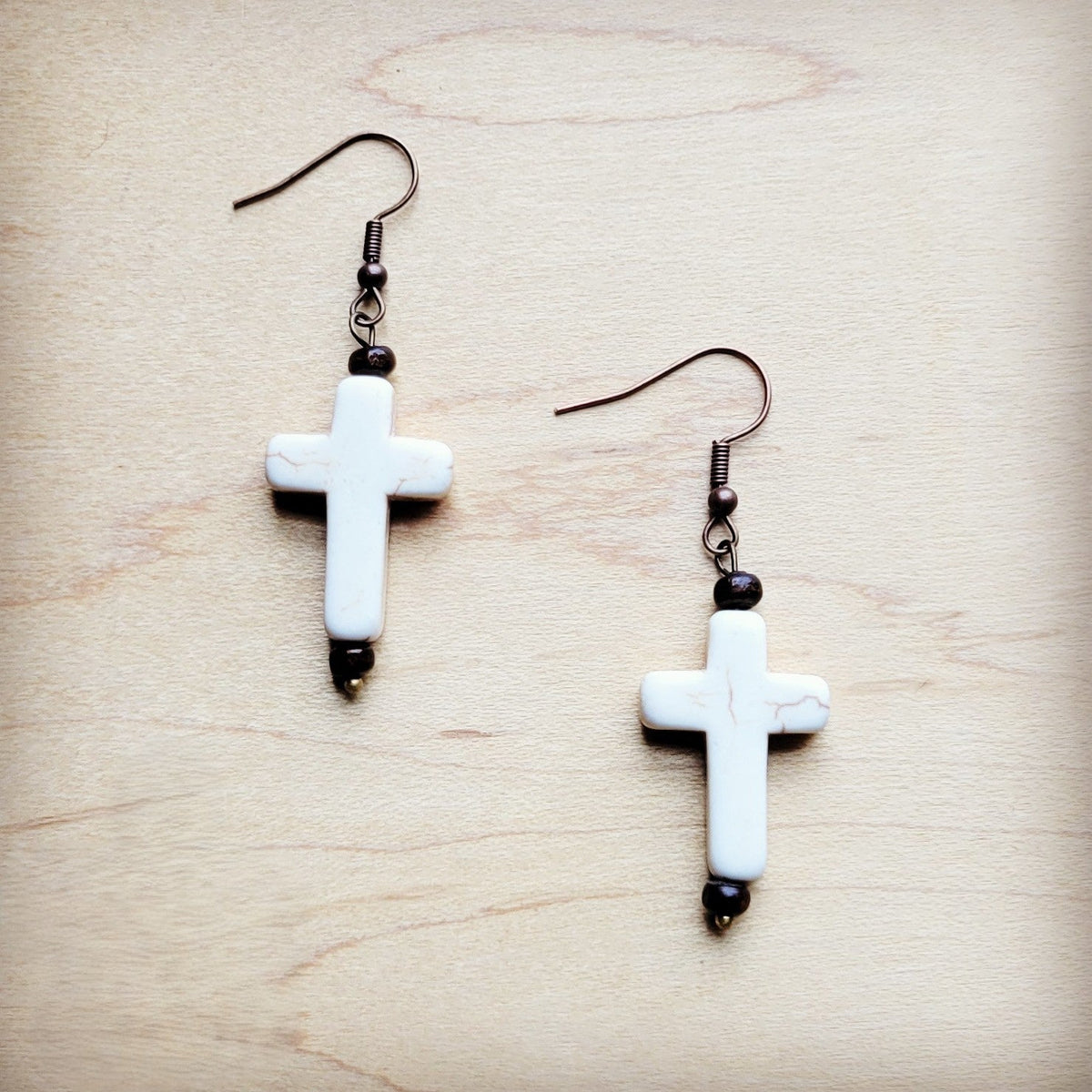 White Turquoise Cross Earrings 220x