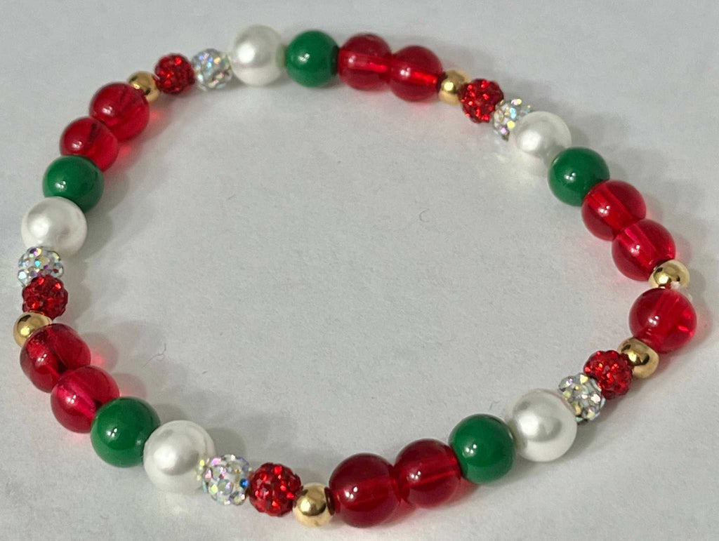 Christmas Jeweled Bead Bracelet – Festive Holiday Jewelry