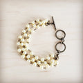 **Champagne Pearl Triple Strand Beaded Bracelet 812a