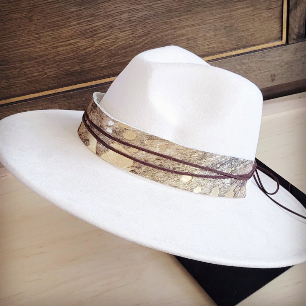 **Wide Hair Hide Mixed Metallic Hat Band Only 954e