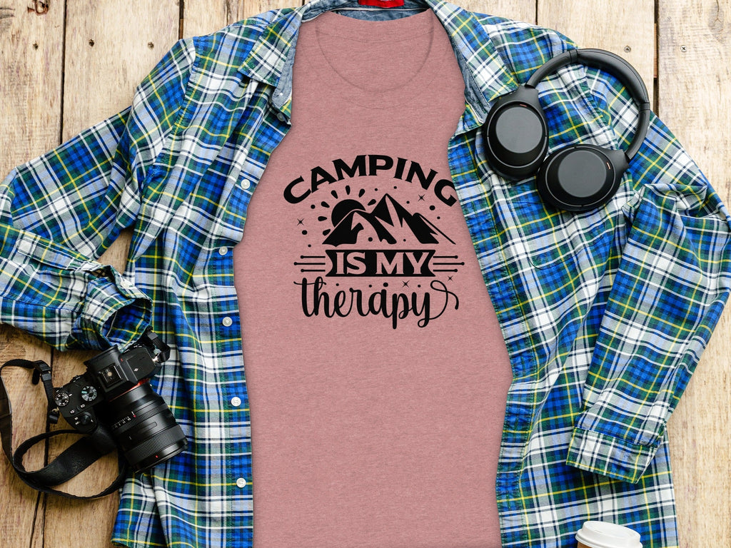 Camping Is My Therapy Outdoorsy Adventure Quote T-Shirt