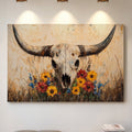 Longhorn Skull with Wildflowers