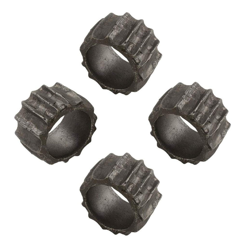 Fennco Styles Contemporary Ribbed Design Metal Napkin Rings, Set of 4 - Aluminum Napkin Holders for Home, Dining Room, Banquet, Family Gathering, Holiday and Special Occasion