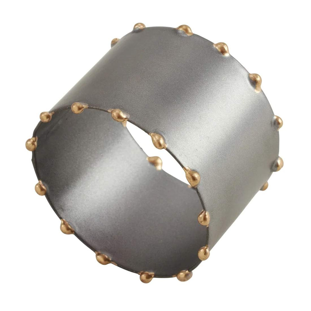 Fennco Styles Modern Dot Rim Iron Napkin Rings, Set of 4 - Metal Decorative Napkin Holders for Home, Dining Room, Banquet, Family Gathering, Holiday and Special Occasion